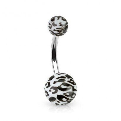 Piercing do pupíku - tygrovaný (bílá)