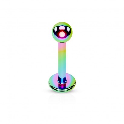 Piercing do brady - labreta (duhová, 1,2 x 6 x 3 mm)