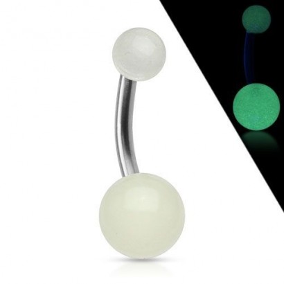 Fosforeskující piercing do pupíku - TITAN (bílá)