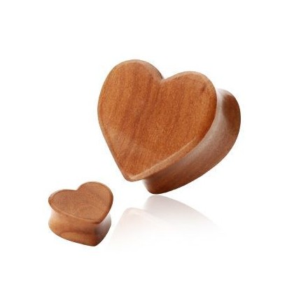 Cherry Wood plug - srdce (22 mm)