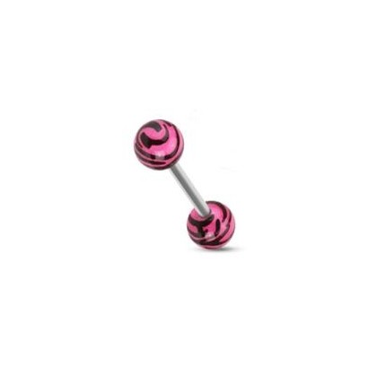 Piercing do jazyka  - zebrovaný (růžová)