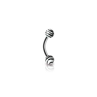 Piercing do obočí - zebrovaný (bílá)