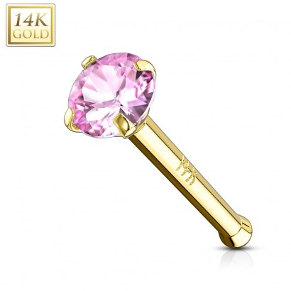 Zlatý piercing do nosu, Au 585/1000 (růžová, 0,09 g)