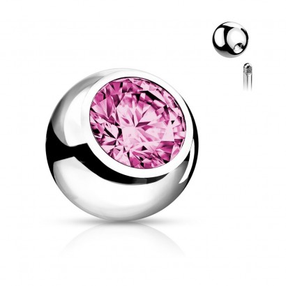 Náhradní kulička chirurgická ocel se zirkonem 1,6 x 5 mm (růžová)