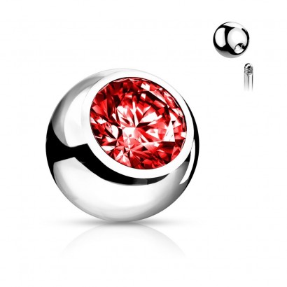 Náhradní kulička chirurgická ocel se zirkonem 1,6 x 6 mm (červená)