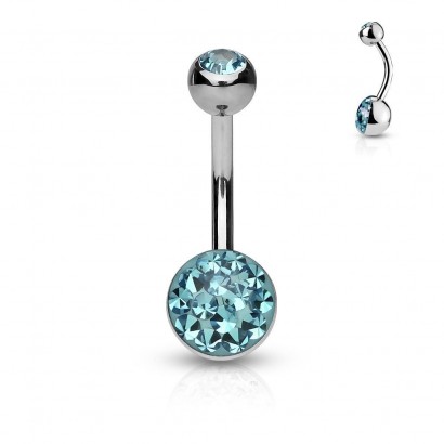 Piercing do pupíku zdobený Crystals from Swarovski® (tyrkysová)