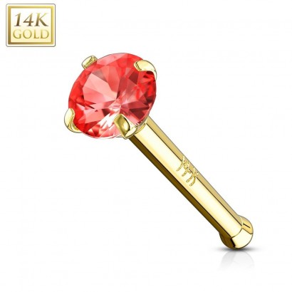Zlatý piercing do nosu, Au 585/1000 (červená, 0,09 g)