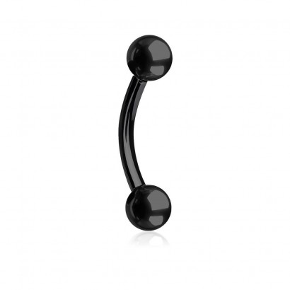 Piercing do obočí, barva černá (1,2 x 10 mm, 4 mm kuličky)