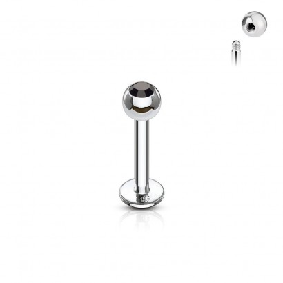 Piercing do brady - labreta (černá, 3 mm, 1,2 x 6 mm)