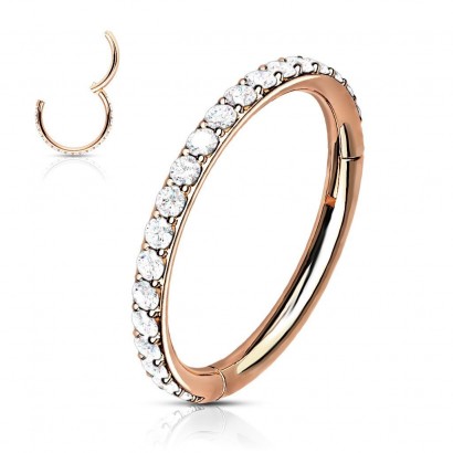Piercing segment kruh s kamínky, zlacený