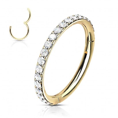Piercing segment kruh s kamínky, zlacený