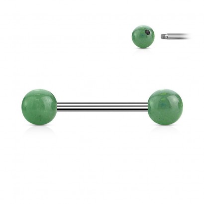 Piercing do jazyku s vnitřním závitem - jadeit