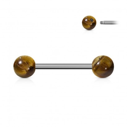 Piercing do jazyku s vnitřním závitem - tygří oko