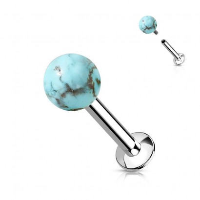Piercing do brady labret s vnitřním závitem - tyrkys