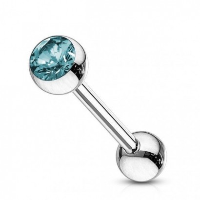 Piercing do jazyka - kamínek (tyrkysová, 1,6 x 16 mm)