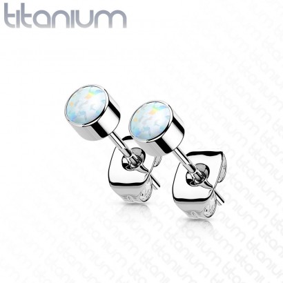 Titanové náušnice s kulatým opálem 4 mm