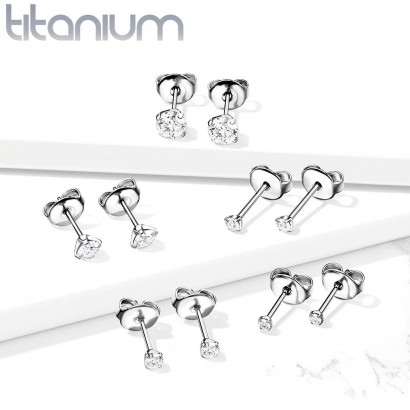 Titanové náušnice s kulatým zirkonem (5 mm)