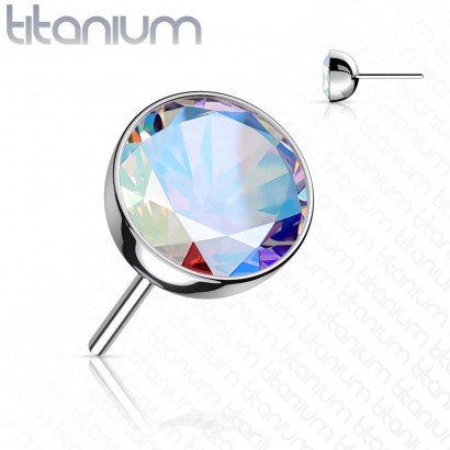 Kamínek k PUSH IN piercing do nosu TITAN, AB zirkon (3 mm)