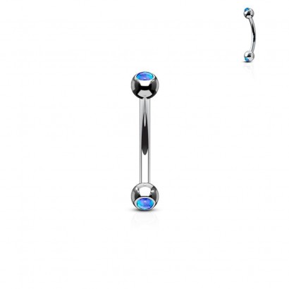 Piercing do obočí zdobený opálem (modrá)
