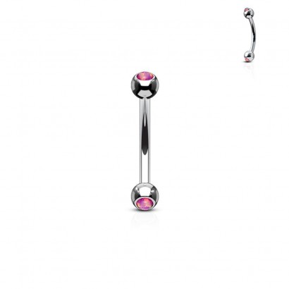 Piercing do obočí zdobený opálem (růžová)