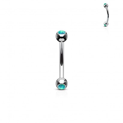 Piercing do obočí zdobený opálem (zelená)