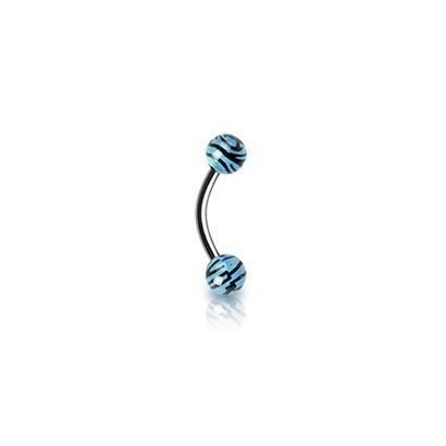 Piercing do obočí - zebrovaný (modrá)