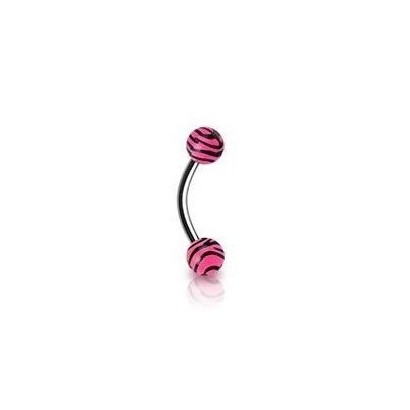Piercing do obočí - zebrovaný (růžová)
