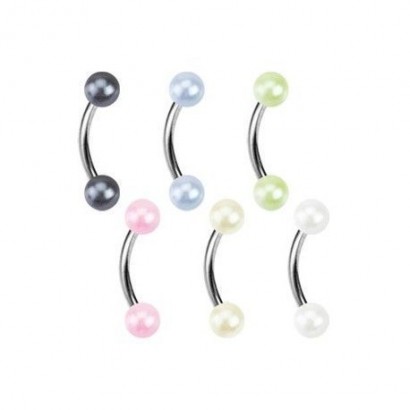 Piercing do obočí - perličky (růžová)