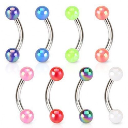 Piercing do obočí metalické kuličky (oranžová)