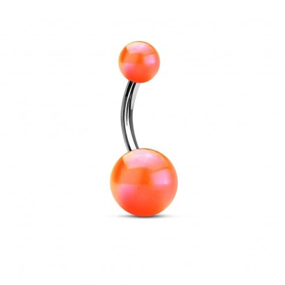 Piercing do pupíku - banánek metalické barvy (oranžová)