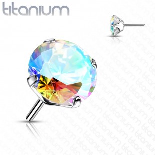 Kamínek k PUSH IN piercing do nosu TITAN, AB zirkon