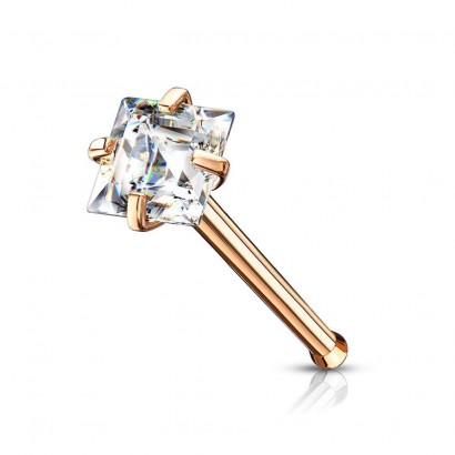 Zlacený piercing do nosu čtvereček (růžové zlato)