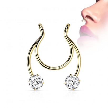 Falešný piercing do nosu - septum (zlatá)