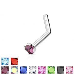 Zahnutý piercing do nosu 2mm zirkon