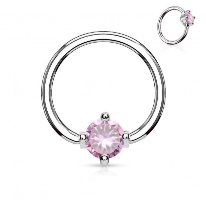 Piercing - kruh s kamínkem (růžová)