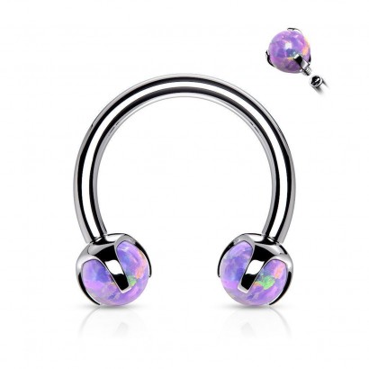 Piercing podkova s fialovými opály