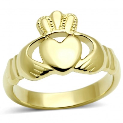 Zlacený ocelový prsten Claddagh (57)