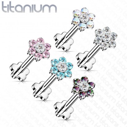 PUSH IN piercing do brady / ucha TITAN 1,2 x 8 mm (čirá/duhová)