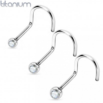 Piercing do nosu - titan, čirý kamínek (2,5 mm)
