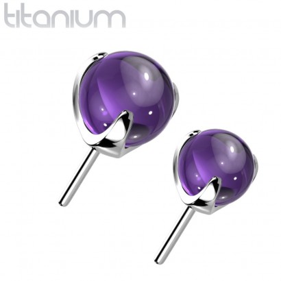Kamínek k PUSH IN piercingu TITAN, fialový kamínek (4 mm)