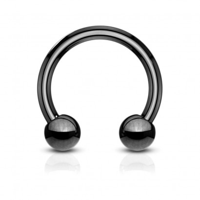 Piercing podkova, barva černá (1,0 x 8 mm)