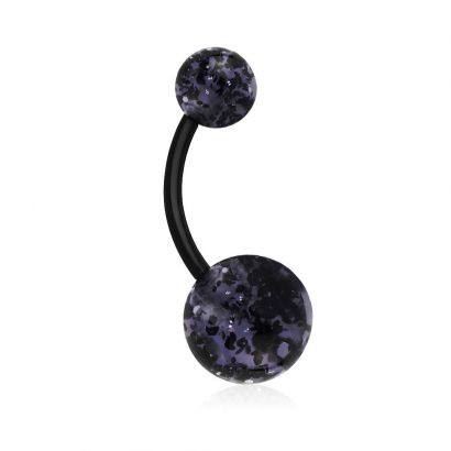 Piercing do pupíku - banánek se třpytkami (černá)