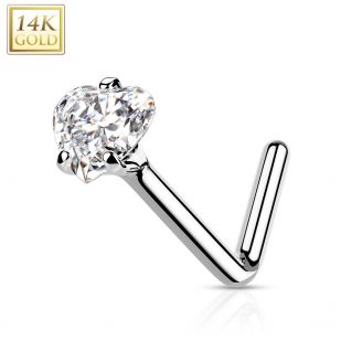 Zlatý piercing do nosu - čirý zirkon, Au 585/1000