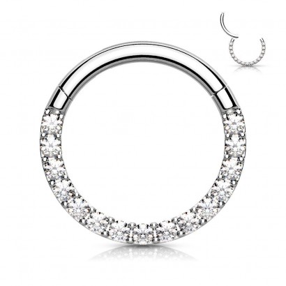 Piercing segment kruh s kamínky (ocelový)