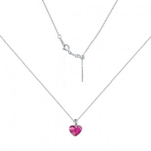 Minimalistický stříbrný náhrdelník se srdcem Crystals from Swarovski® Fuchsia