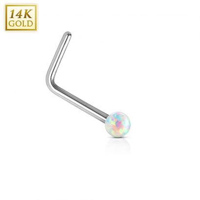 Zlatý piercing do nosu Opál, Au 585/1000 (bílá)