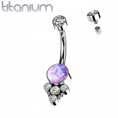 Piercing do pupíku - TITAN, opál fialový