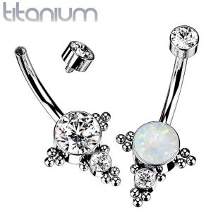 Piercing do pupíku - TITAN, opál