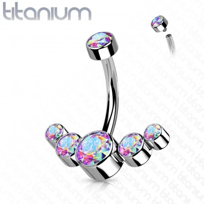 Piercing do pupíku - TITAN duhové zirkony