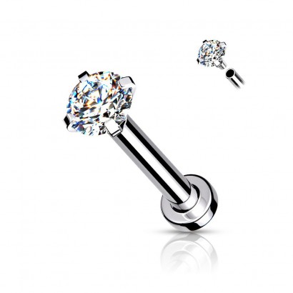 Piercing do brady / cartilage / tragus (1,2 x 8 mm, kamínek 2 mm)